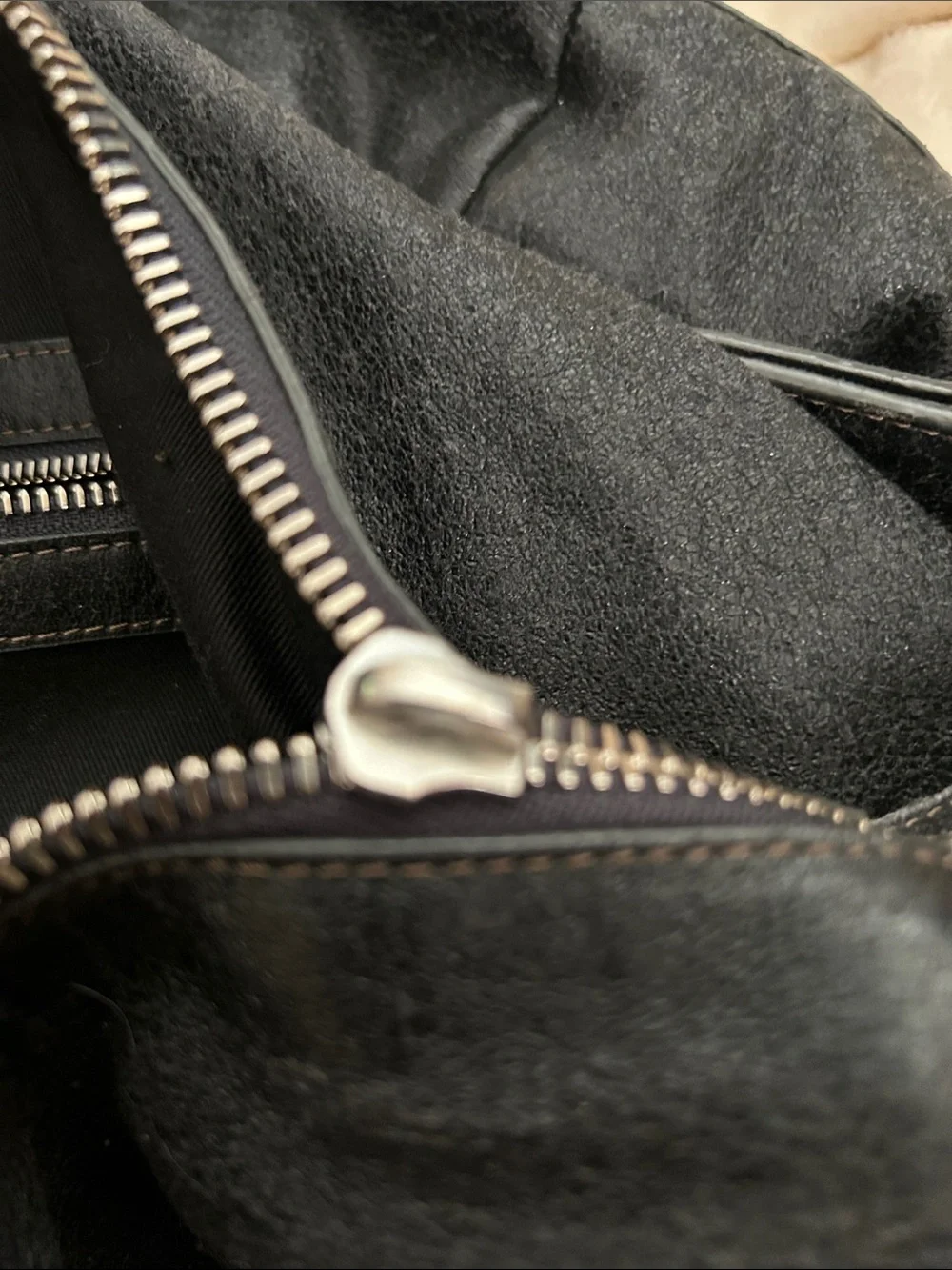 Chloé Black Suede Hobo with Logo Front Pocket